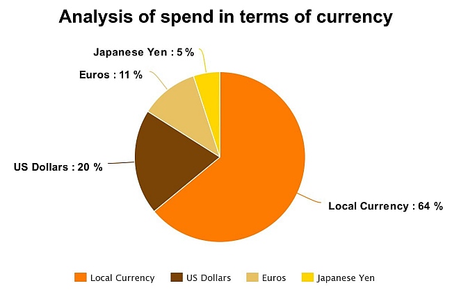 Currency risk, analysis of spend, US dollars, Local Currency, Euros